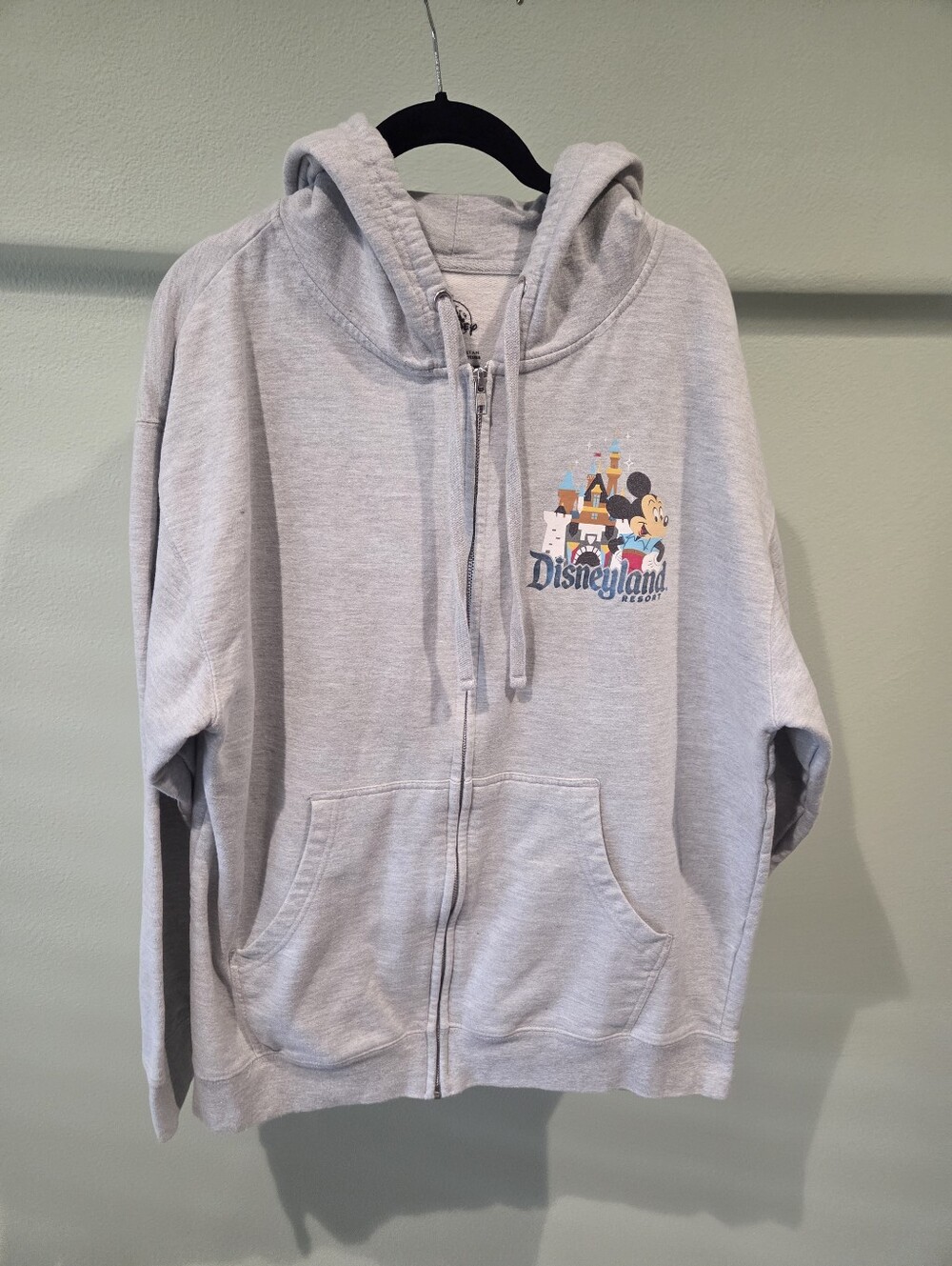 Disney Resort Light Gray Zip Up Sweatshirt Size Large